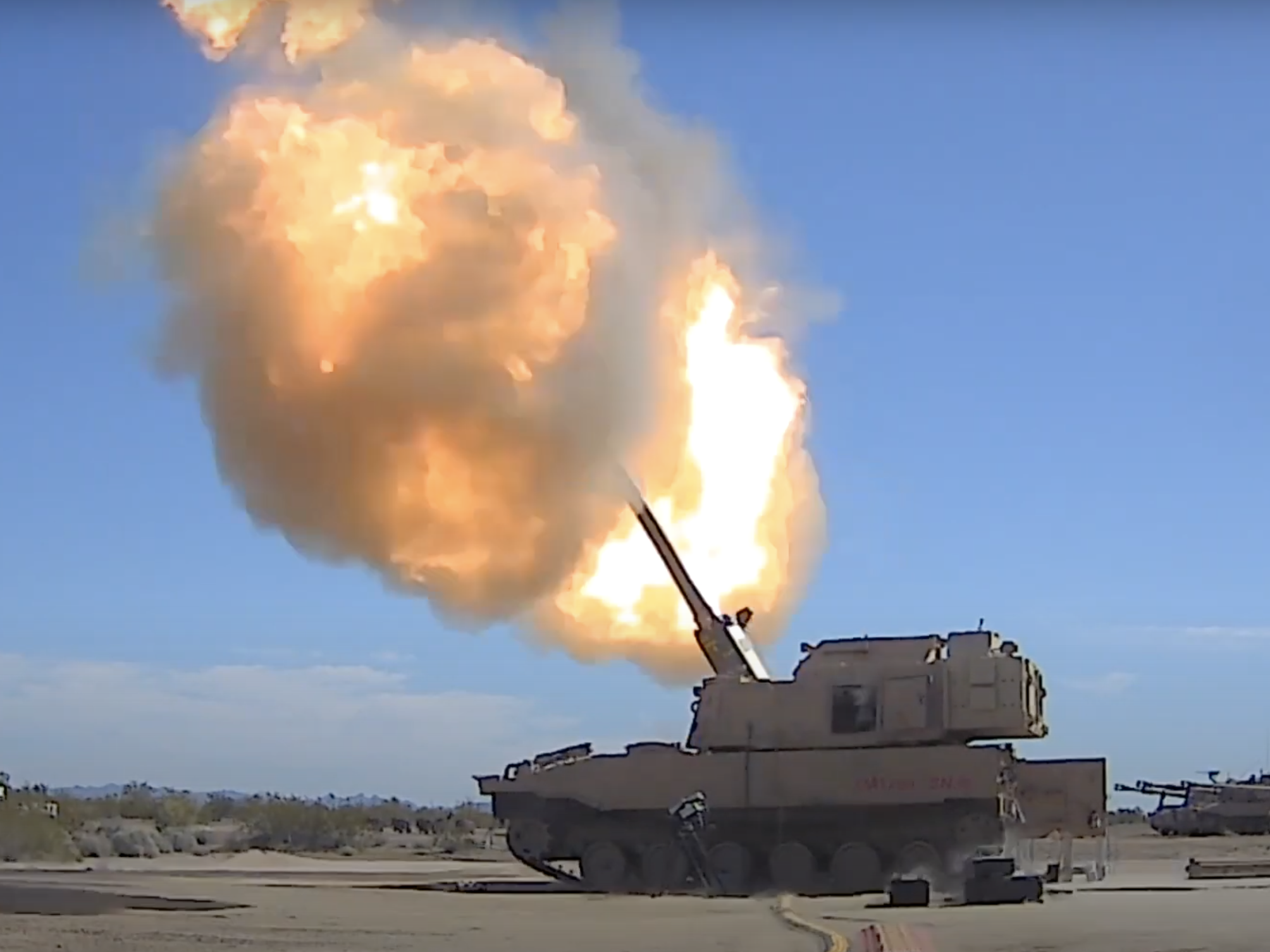 Tank firing a missile
