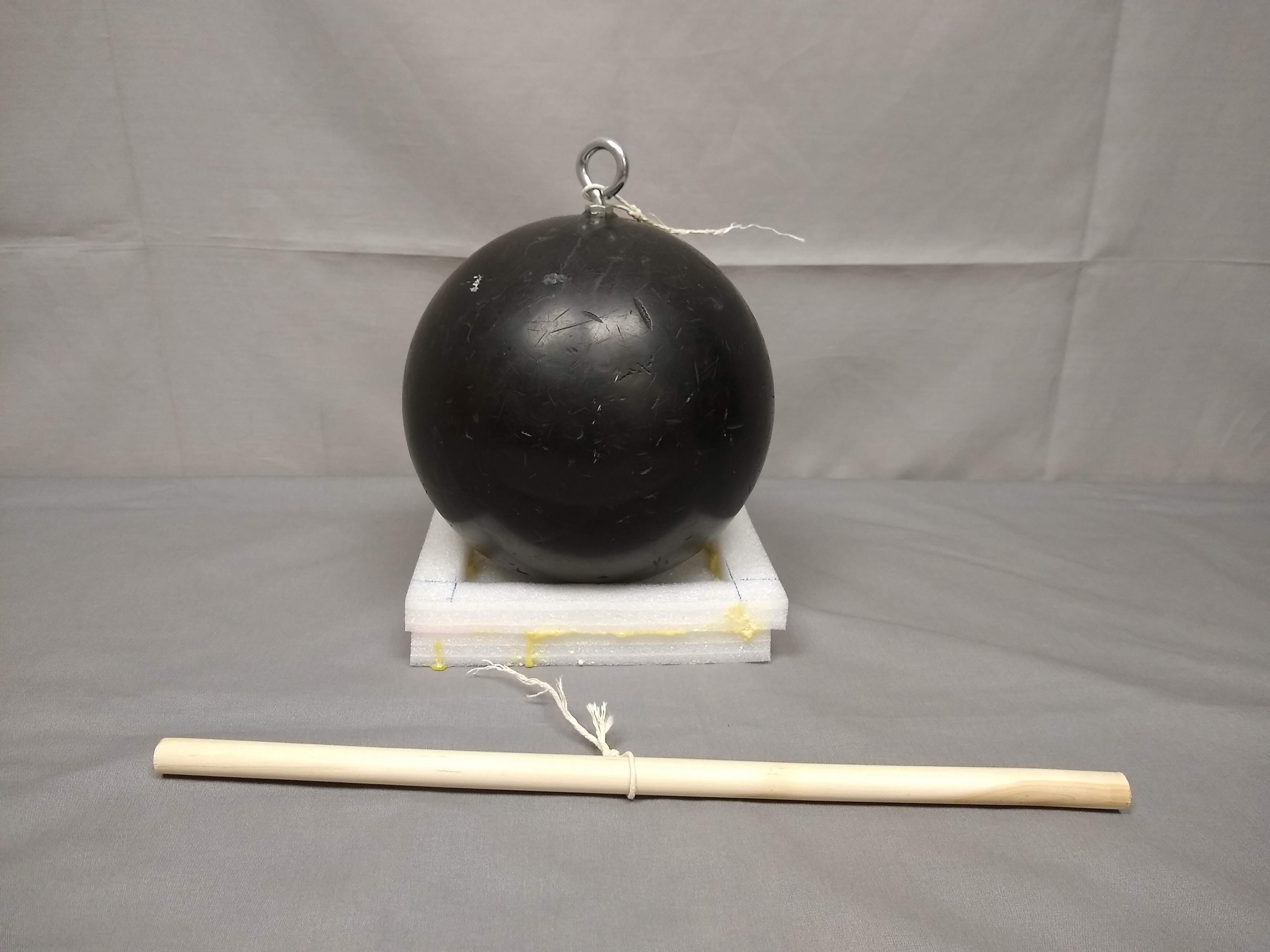 Bowling ball string broken after attempting to accelerate quickly.