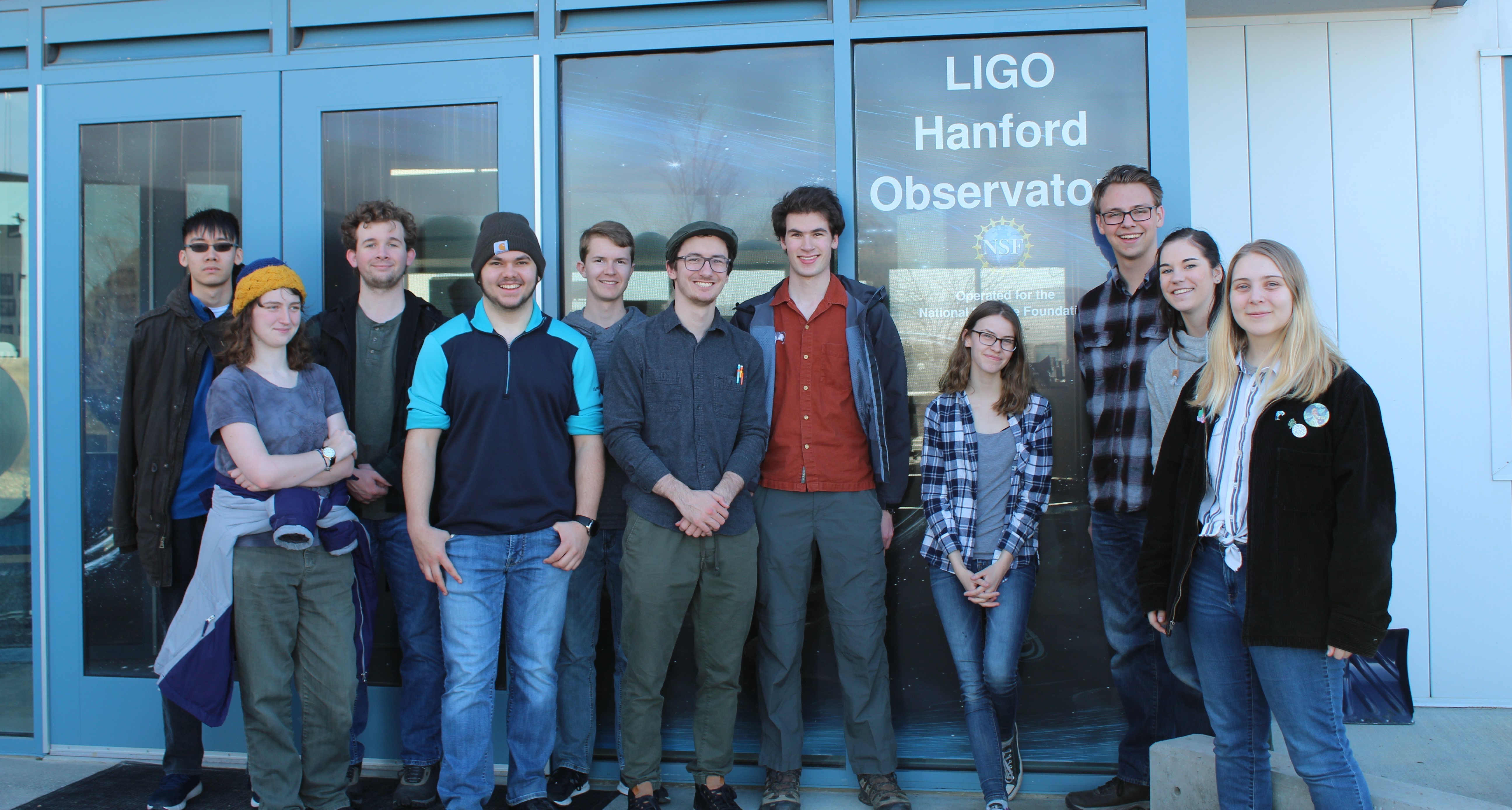 Photo of the SPS group at the Laser Interferometer Gravitational-Wave Observatory (LIGO) in California